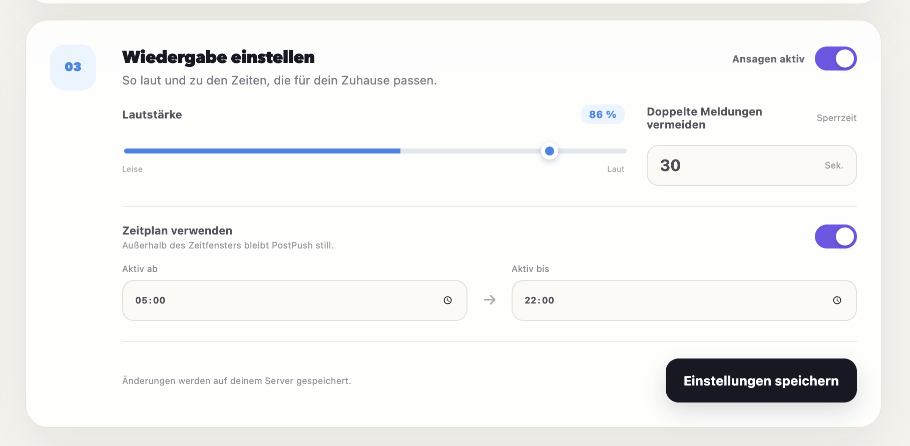 Speaker selection and live status in PostPush